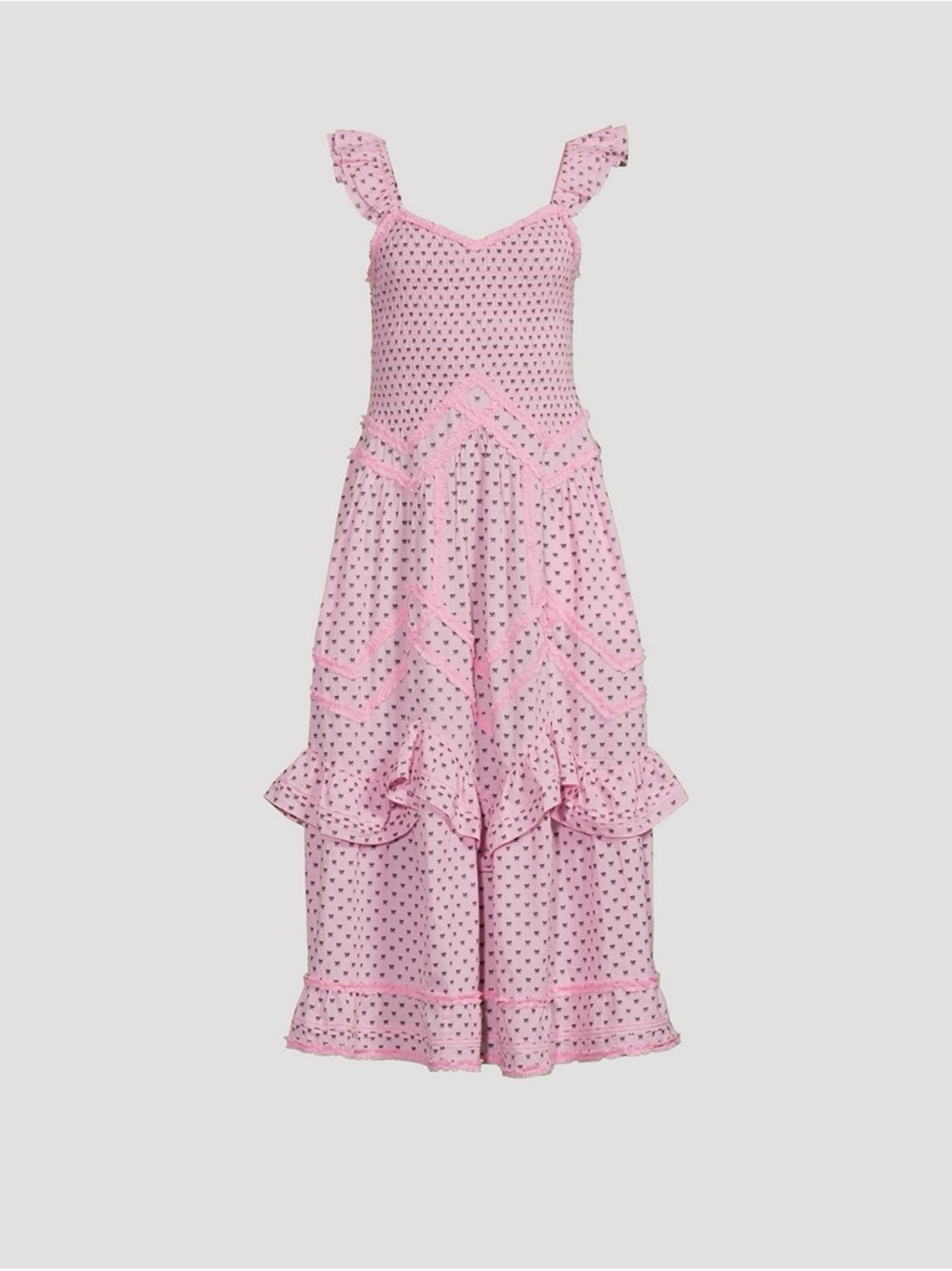 Loveshackfancy Brin Ruffled Dress In Bow Print